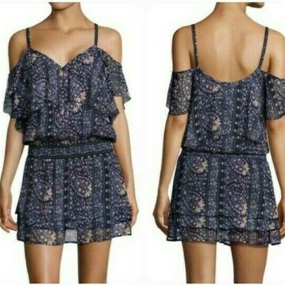 Paige Olympia Boho Silk Floral Cold Shoulder Dress